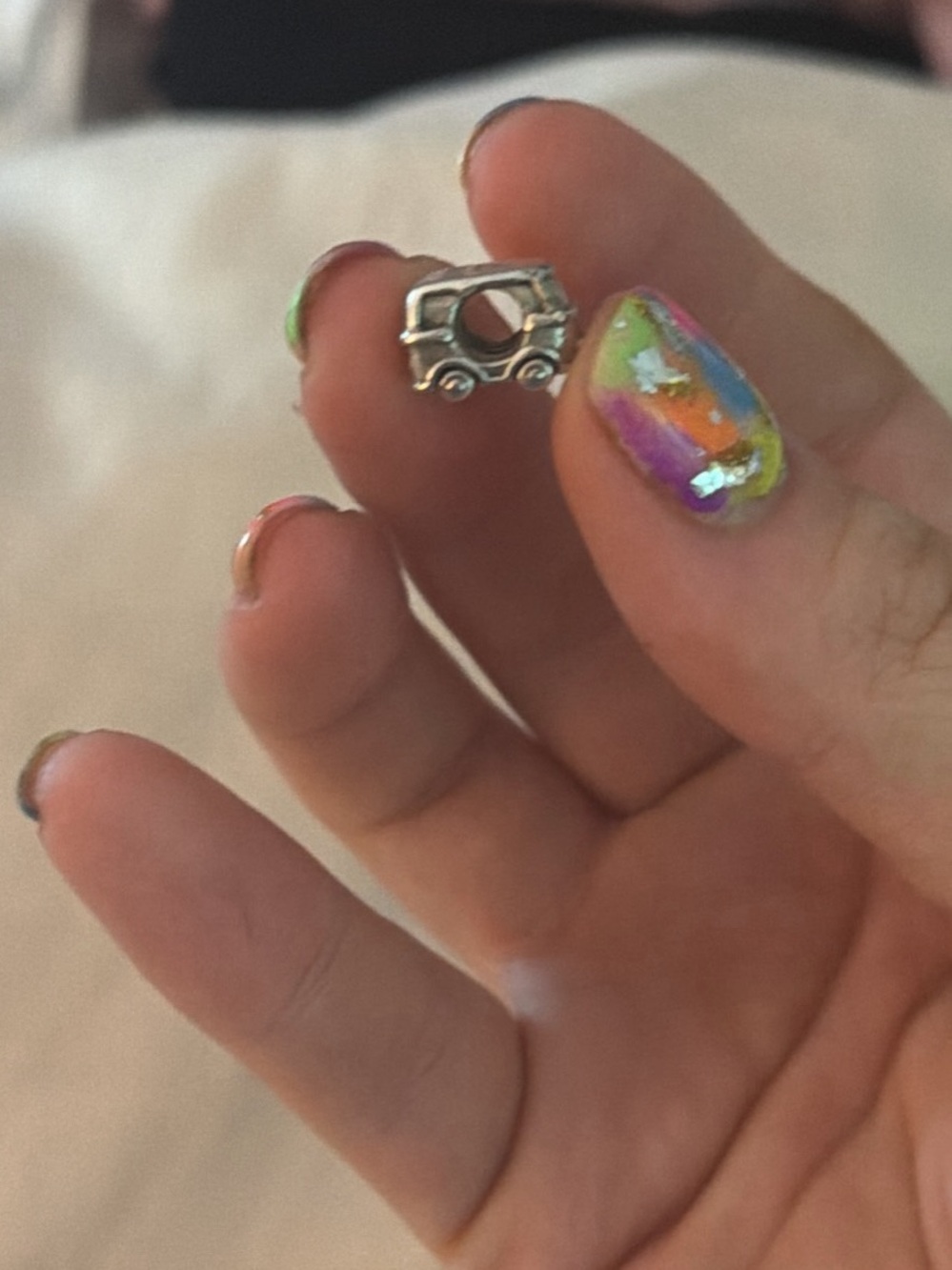 Small Silver Camper Van Charm